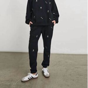 RAILS kingston pant in black champagne embroidery S